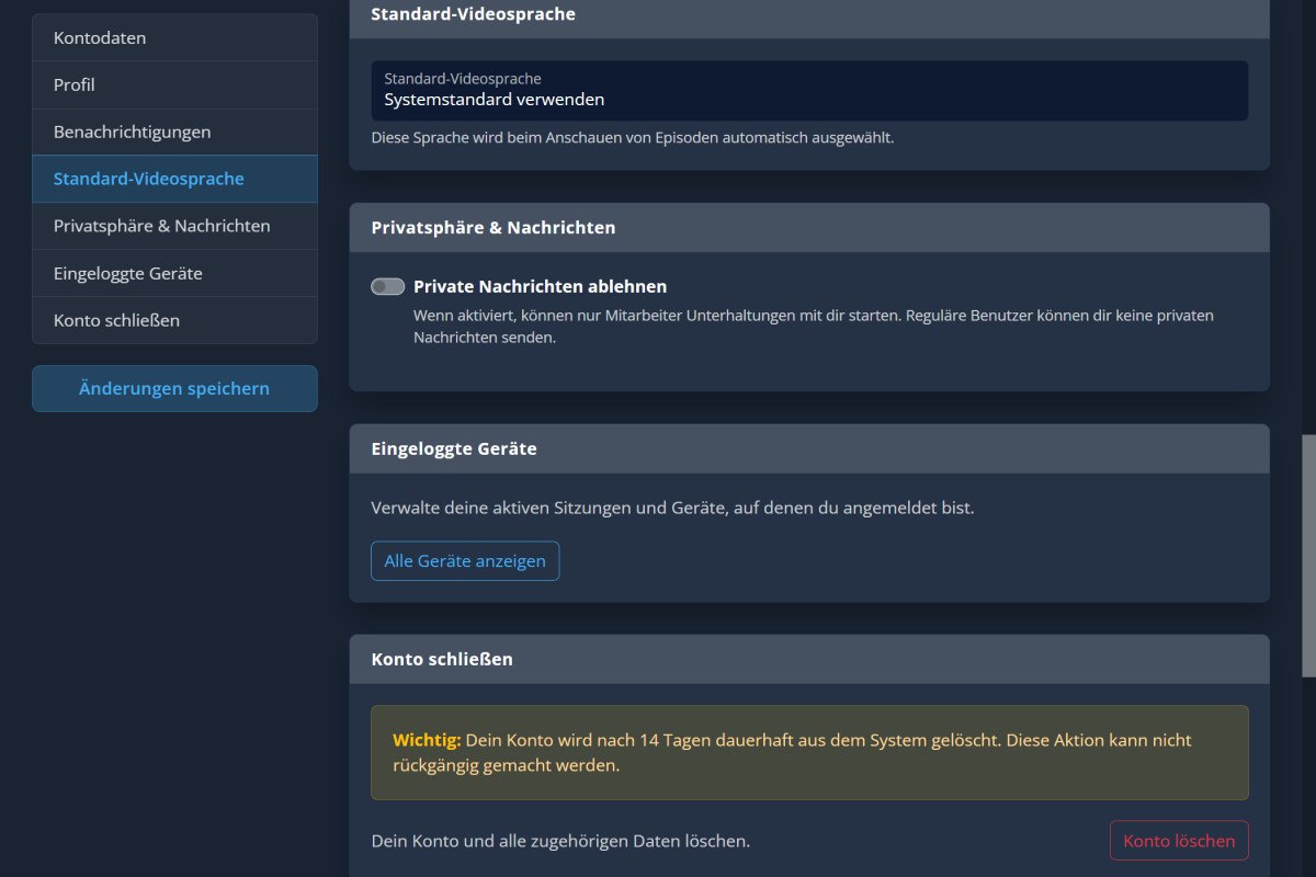Account Settings - More Options